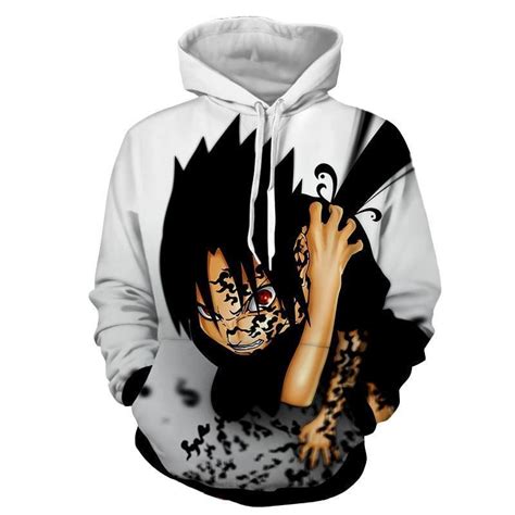 Pay tribute to the Uchiha clan with a curse mark hoodie inspired by Sasuke